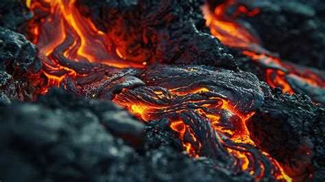 Free Photo Close Up View Of Volcano Erupting With Hot Lava