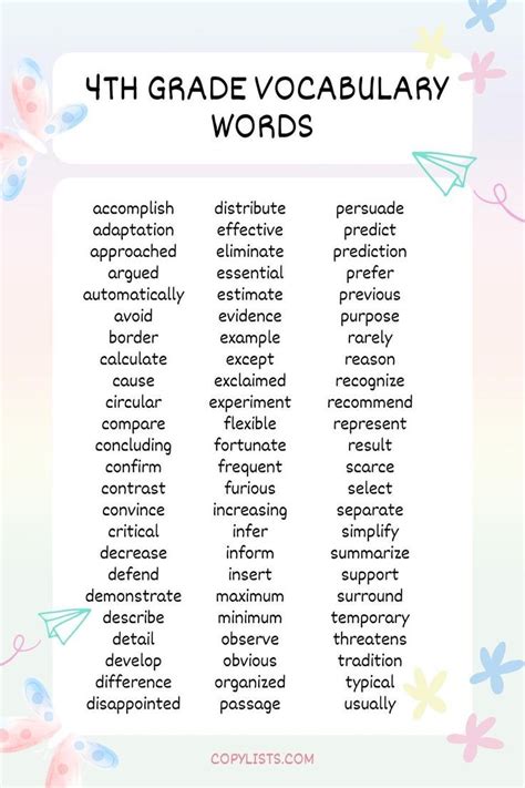 Fourth Grade Vocabulary