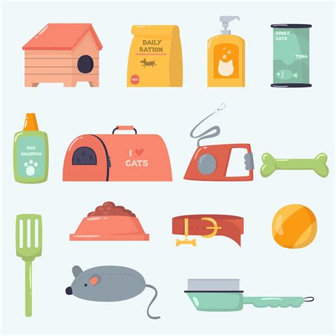 Pets supplies cartoon collection 1376782 Vector Art at Vecteezy