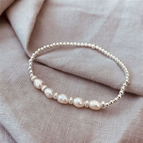 18ct Gold Plated Bead And Freshwater Pearl Bracelet