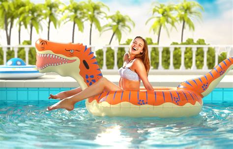 Jasonwell Flotador inflable de dinosaurio para niños y niñas y adultos