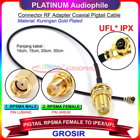 Jual Pigtail Rpsma Male Female To Ufl Ipx Ipex Rp Sma Pi Konektor