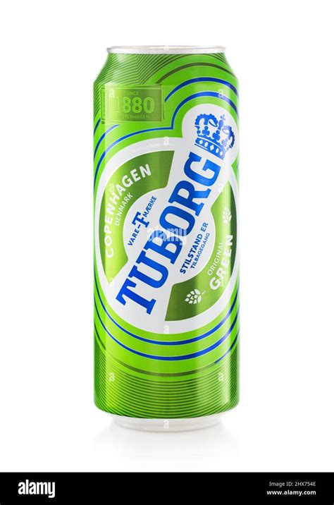 Londonuk February 272022 Tuborg Lager Original Green Beer On White