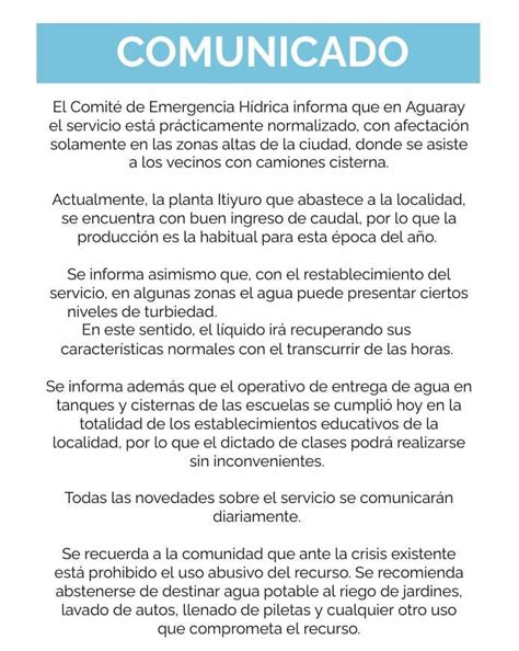 Comunicado Importante Municipalidad De Aguaray