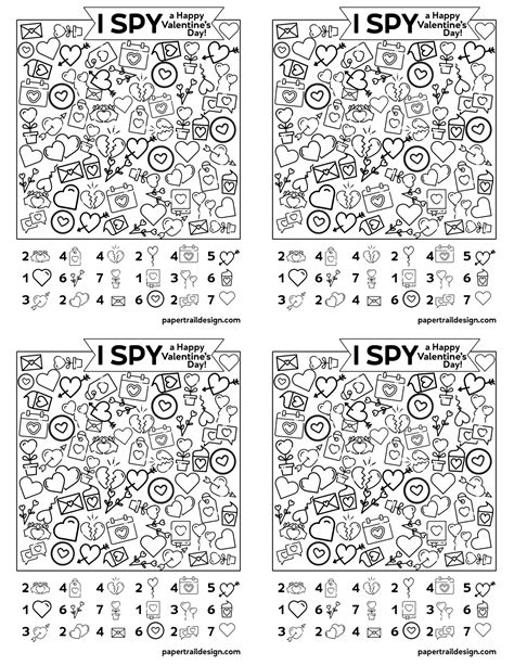 Free Printable I Spy Valentine Exchange Cards - Paper Trail Design