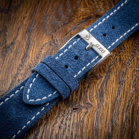 GLC Straps Cinturino Vintage M5 Scamosciato Blu Scuro Filo Bianco