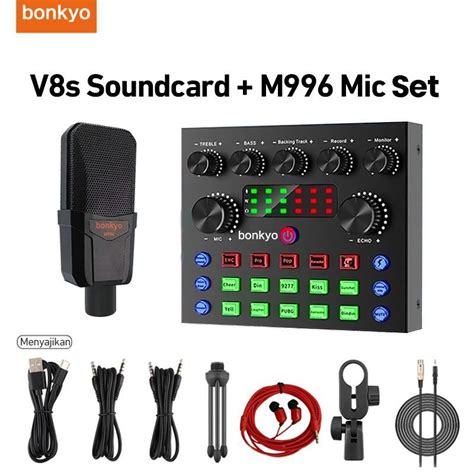 Bonkyo V8s Soundcard M996 Mic Audio Usb External Mixer Bluetooth Mic