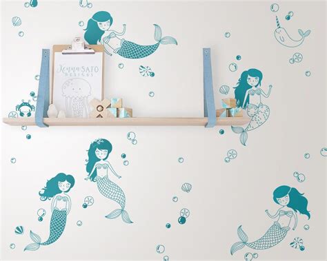 Mermaids And Sea Creatures Wall Decals Mermaids Nursery Etsy