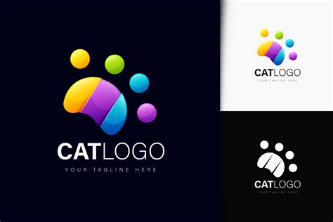 Cat Paw Logo Design With Gradient 4584086 Vector Art At Vecteezy