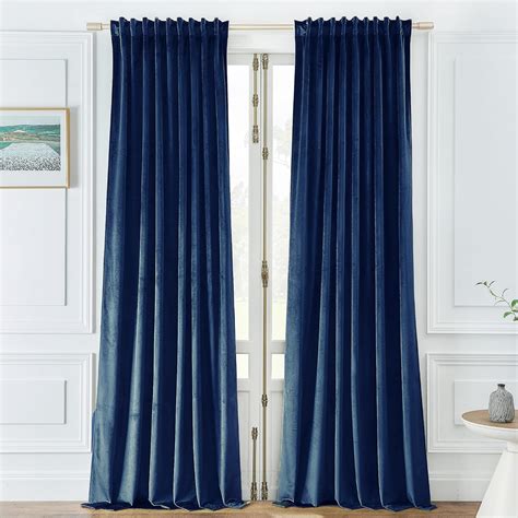 Timeper Blue Velvet Blackout Curtains Luxury Decor Room