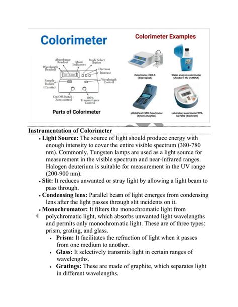 COLORIMETER Principle, Procedure & Steps | PDF