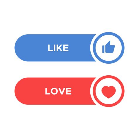 Like And Love Icon Thumb Up And Heart Vector In Bar Button