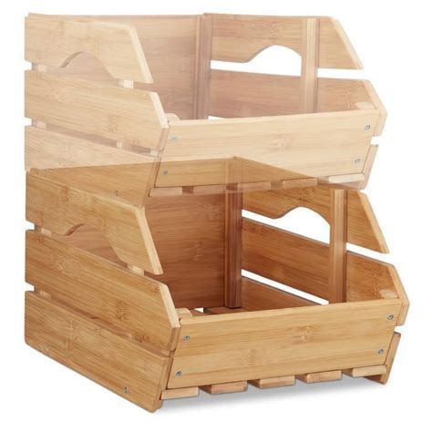 Relaxdays Caisse En Bois Cagette Bambou Bo Te De Rangement Empilable