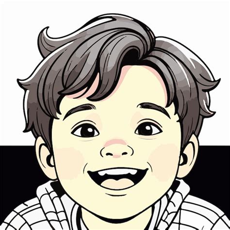 Un dibujo de un niño con una sonrisa en la cara Vector Premium