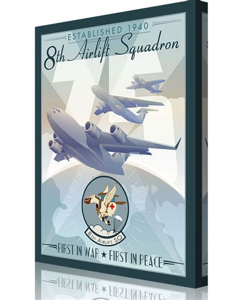 8th Airlift Squadron 75th Anniversary Art Deco Posters Poster Art