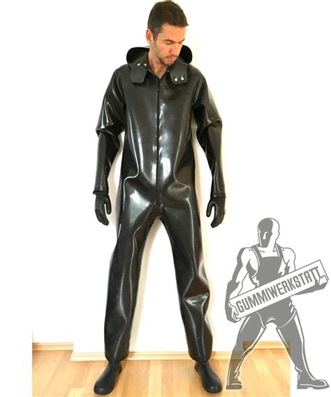 Loose Fitting Rubber Suit With Attached Rubber Boots And Hood The Suit