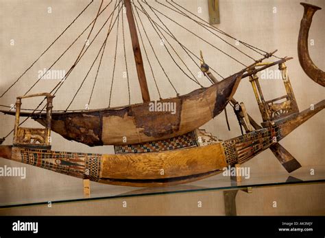 Ancient Egyptian Ship Or Boat Artifact From Tomb Of Pharaoh King Stock