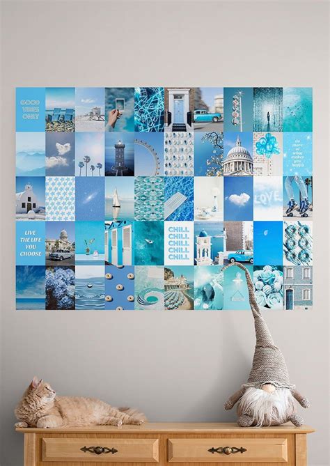 Blue Aesthetic Wall Collage Kit Aesthetic Light Blue Etsy In 2021 Images