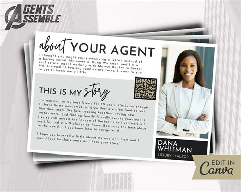 A Business Card With The Words What Your Agent Is My Story And An