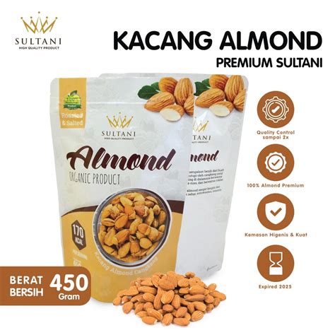 Jual Kacang Almond Kupas Panggang Matang 450 Gr Roasted Shopee