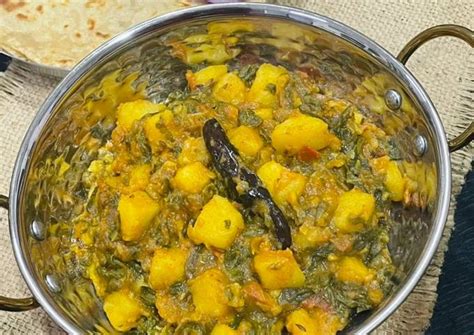 Aloo Palak Sabji Recipe By Monica Rangaswamy Cookpad