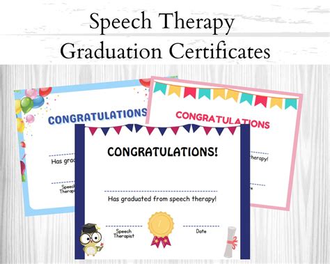 Speech Therapy Graduation Certificates Pediatric Speech Therapy Graduation Etsy