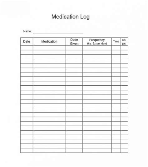 Simple Printable Medication List