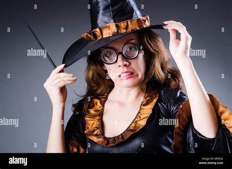 Witch in scary halloween concept Stock Photo - Alamy