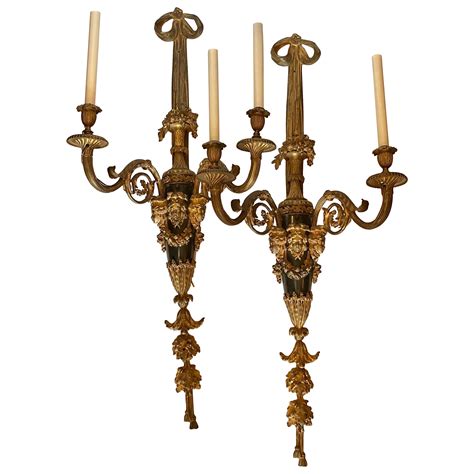 Pair Of Louis Xvi Style Wall Lights Attributed To H Vian France