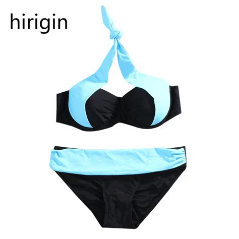 New 2 Pcs Halter Bikini Set Sexy Women Swimsuit Bandage Push Up Padded