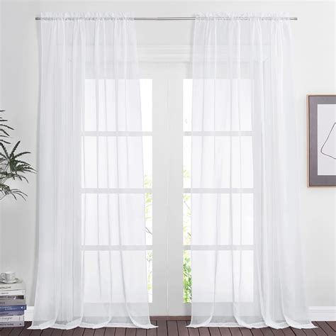 Amazon NICETOWN White Sheer Curtains 120 Inch Long 2 Panels Set