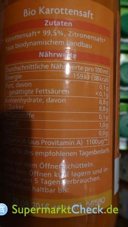 Alnatura Demeter Karottensaft Preis Angebote Kalorien Nutri Score