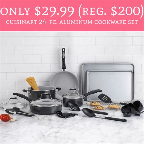 Only 29 99 Reg 200 Cuisinart 24 Pc Aluminum Cookware Set Deal Hunting Babe