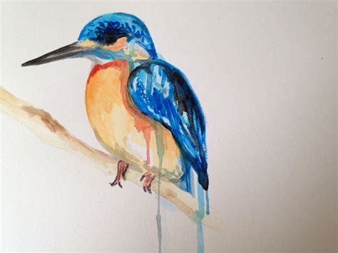 Kingfisher In Watercolour Watercolor Bird Ornithology Watercolor