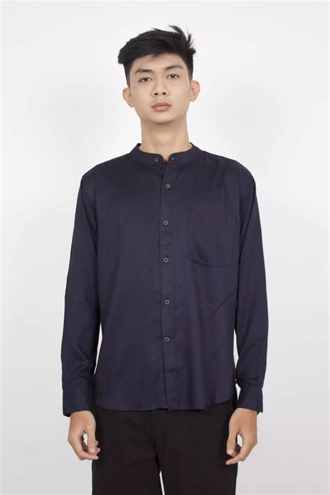 Jual Fortklass Fortklass Arkana Navy Kemeja Polos Pria Lengan Panjang