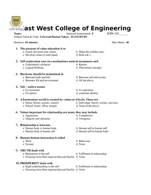 Uhv Question Bank First Year B Tech All Branches Semester I