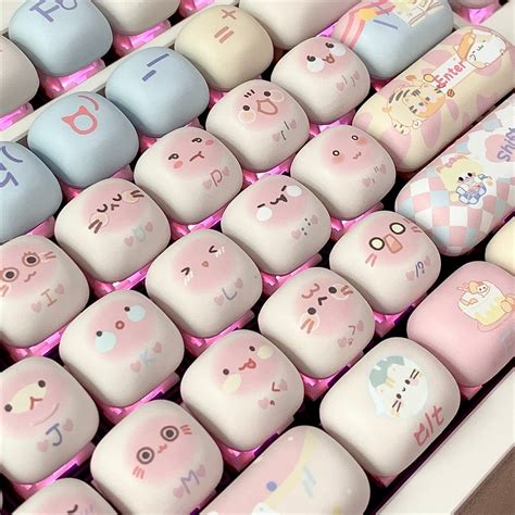 Sweet Cat Mantou Keycap Mog Profile Teclas Pbt Sublima O De Tinta