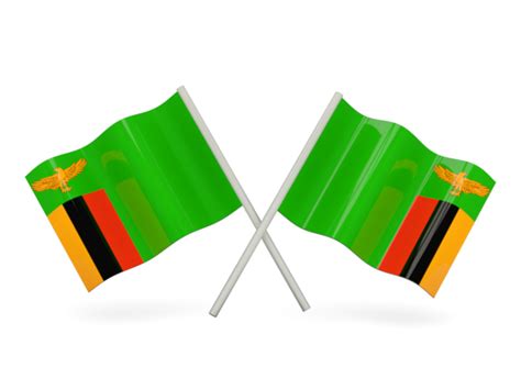 Two Wavy Flags Illustration Of Flag Of Zambia