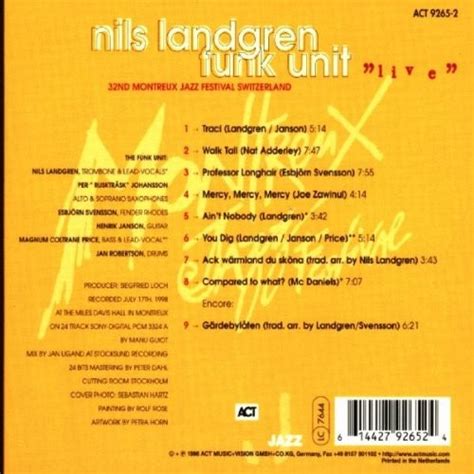 Live In Montreux By Nils Landgren Funk Unit CD With Cipaux76 Ref