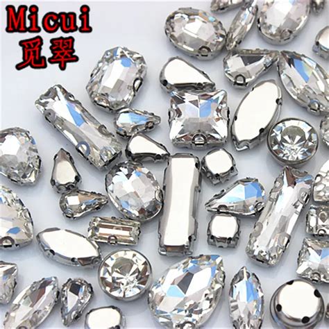 Micui Mixed Shape Crystal Glass Applique Para Vestido Garra De A O