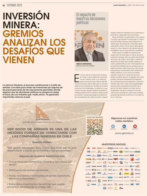 Aprimin En Especiales Exponor De Diario Financiero Y El Mercurio