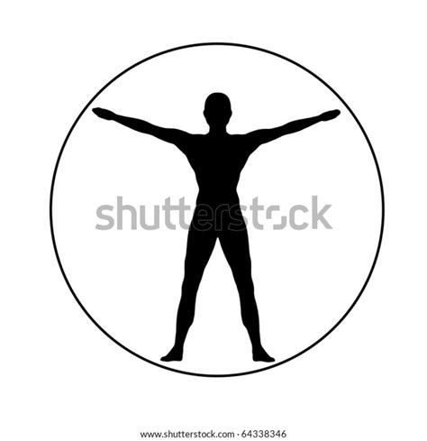 Silhouette Of A Powerful Man Spreading Arms And Legs In A Circle Like