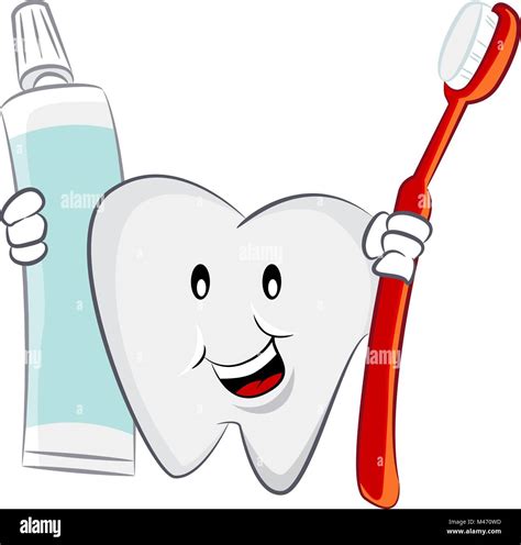 An Image Of A Dental Oral Hygiene Tooth Toothbrush Toothpaste Cartoon