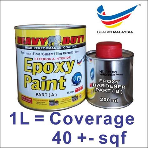 1 Liter Epoxy 1l Heavy Duty Epoxy Paint Two Pack Epoxy Floor Paint Cat Lantai 1l Coatings