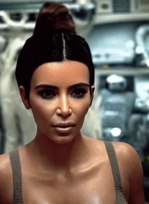 Movie Still Of Kim Kardashian Wearing Alien Facehugger Stable Diffusion