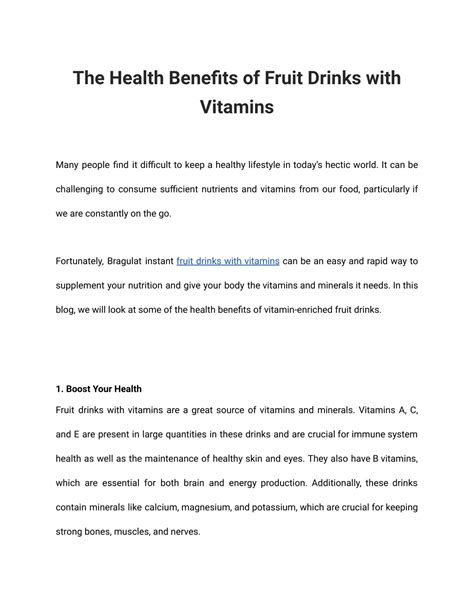 PPT - The Health Benefits of Fruit Drinks with Vitamins PowerPoint ...