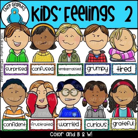 Childrens Feelings Faces Clip Art Set 2 Chirp Graphics Etsy