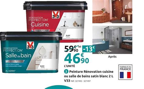 Promo Peinture R Novation Cuisine Ou Salle De Bains Satin Blanc L V