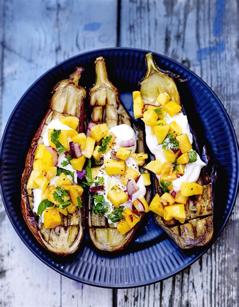 Aubergines salsa de mangue fraîche pour 4 personnes Recettes Elle à