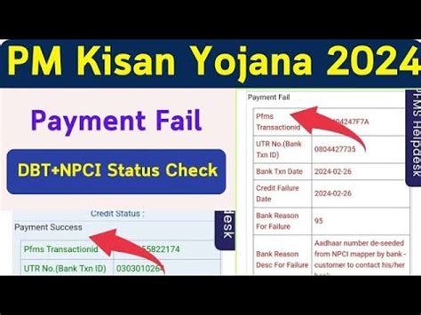 PM Kisan PFMS DBT Status Payment Fail YouTube